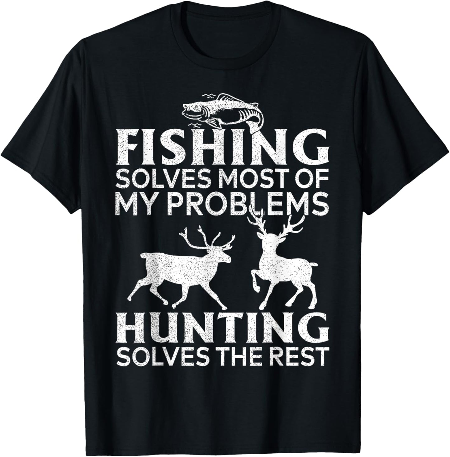 Funny Fishing And Hunting Gift Christmas Humor Hunter Cool T-Shirt - T-Shirt | Black
