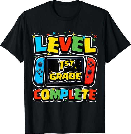 Level 1st Grade Complete Gamer Boys Girls Kids Class of 2026 T-Shirt - T-Shirt | Black