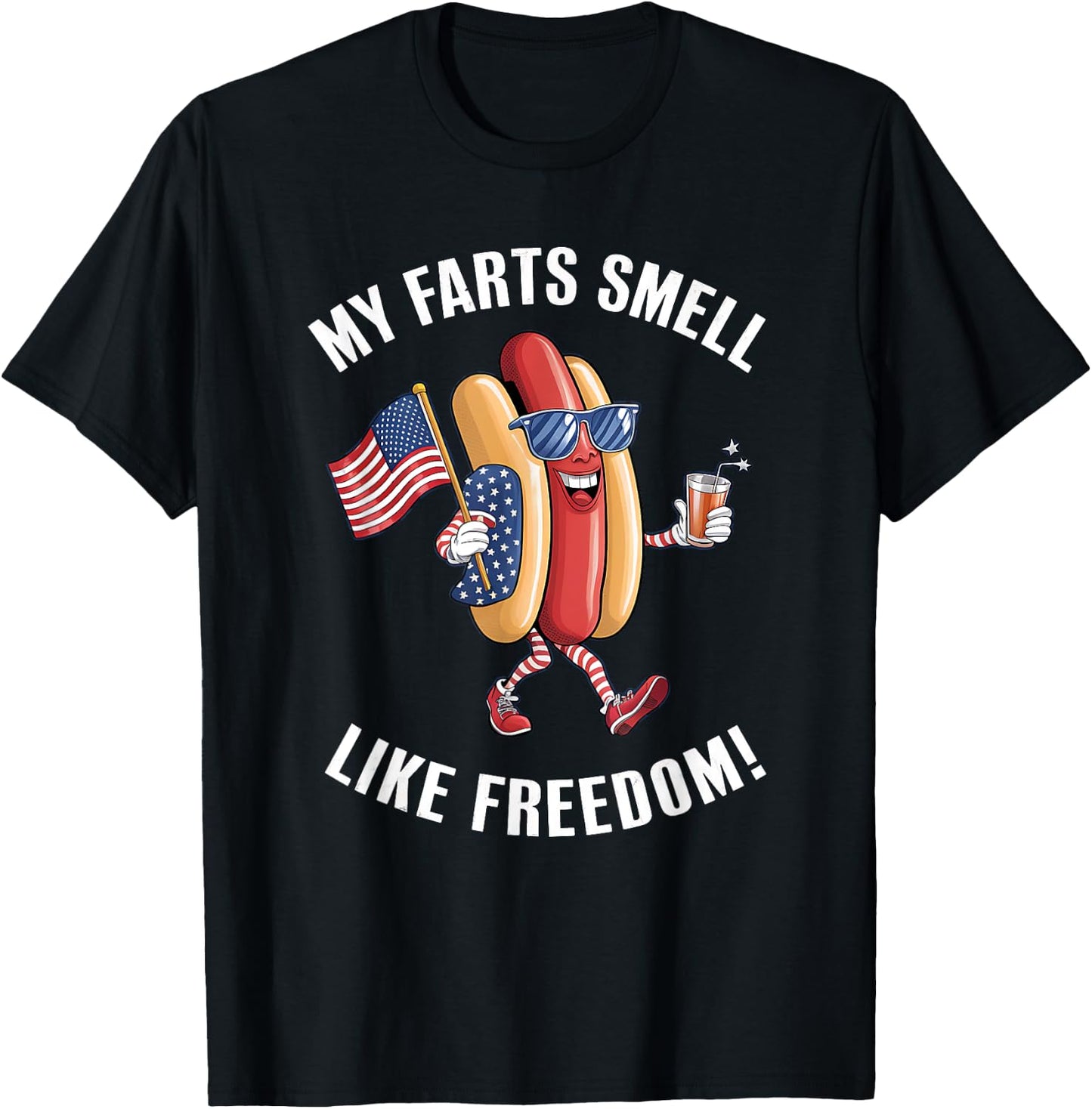 My Farts Smell Like Freedom Funny hotdog Patriotic Graphic Kids Men T-Shirt - T-Shirt | Black