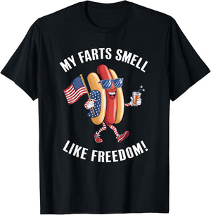 My Farts Smell Like Freedom Funny hotdog Patriotic Graphic Kids Men T-Shirt - T-Shirt | Black
