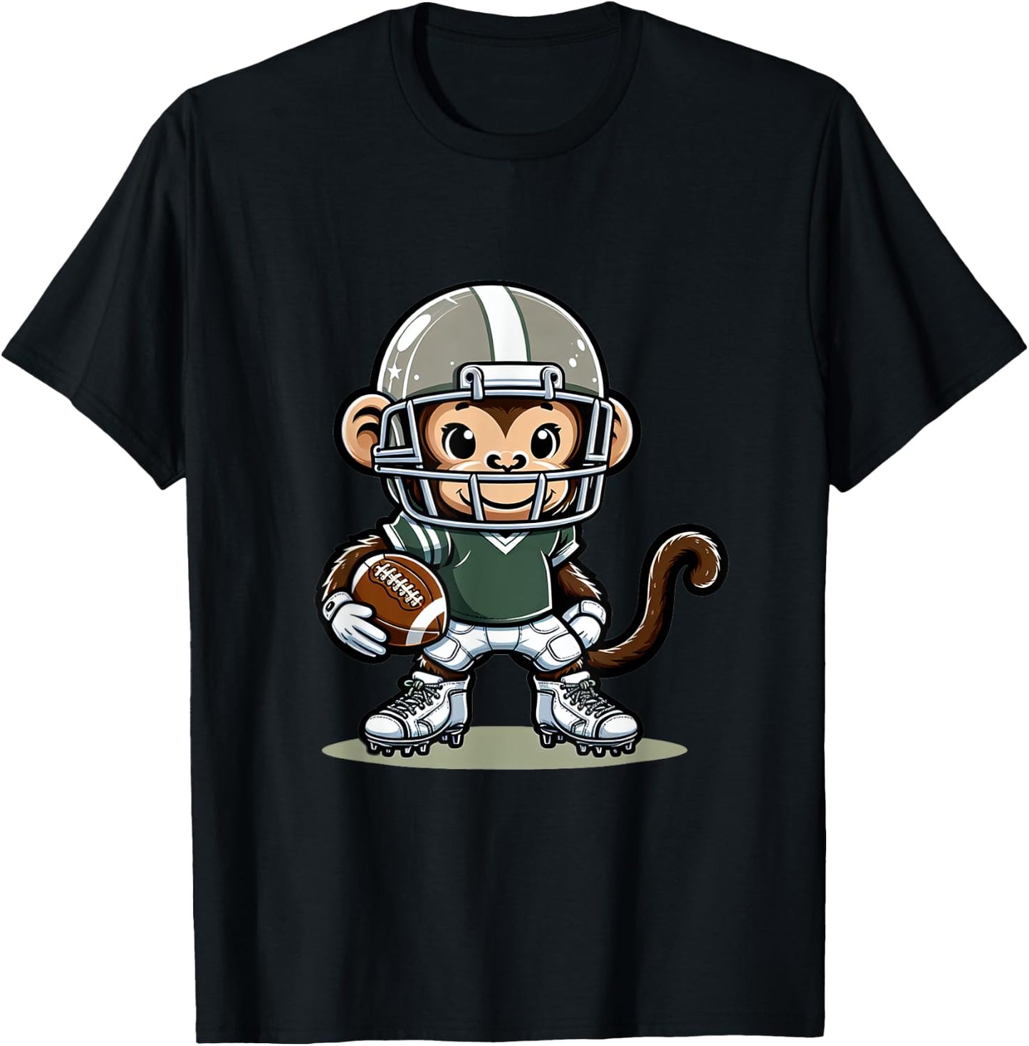 Cute American Football Player Monkey T-Shirt - T-Shirt | Black