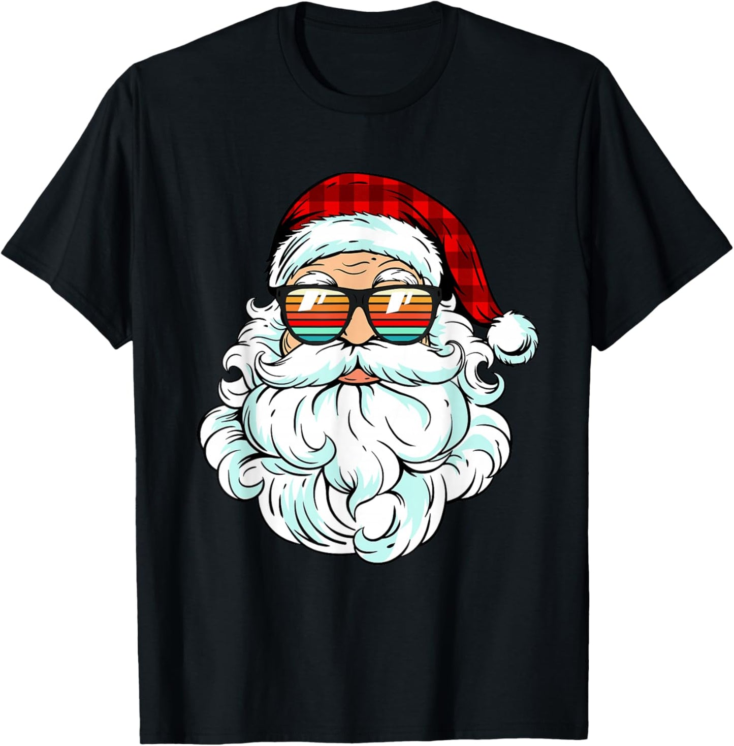 Santa Face Retro Sunglasses Christmas Kids Men Women T-Shirt - T-Shirt | Black
