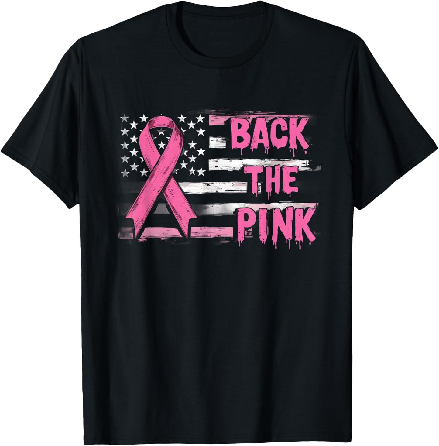 Back The Pink Breast Cancer Awareness Flag Toddler Women Men T-Shirt - T-Shirt | Black