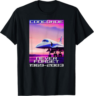 Concorde Never Forget Synthwave Retro T-Shirt - T-Shirt | Black