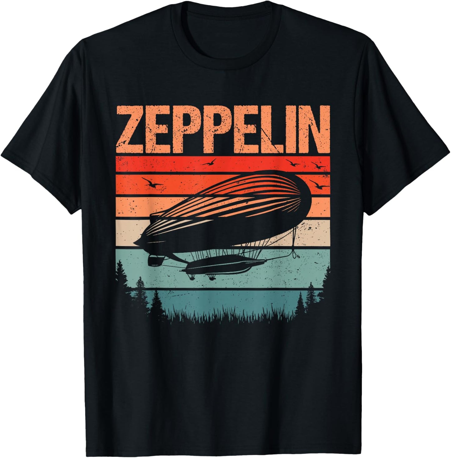 Retro Vintage Zeppelin Airship Aviation Blimp Men Women Kids T-Shirt - T-Shirt | Black