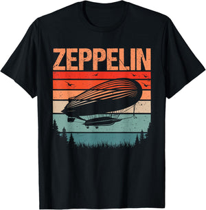 Retro Vintage Zeppelin Airship Aviation Blimp Men Women Kids T-Shirt - T-Shirt | Black