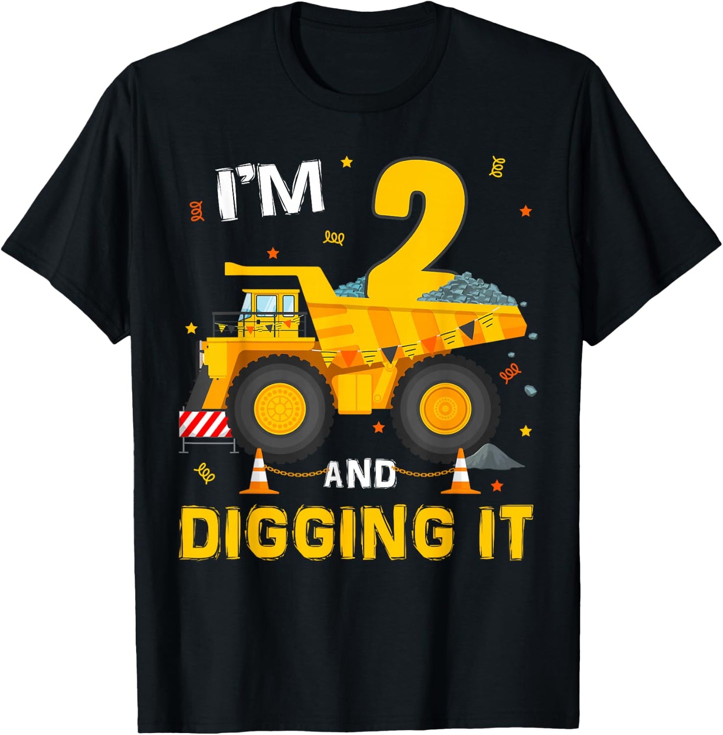 I'm 2 And Digging It 2Yr Old 2nd Birthday Construction Boy T-Shirt - T-Shirt | Black