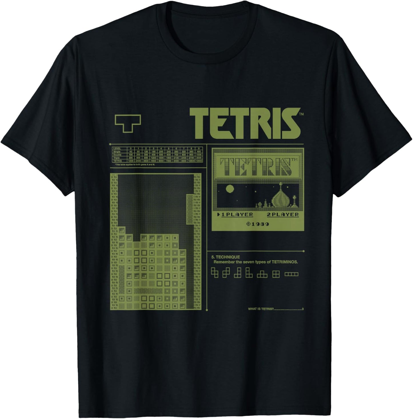 Tetris 8-Bit Modern T-Shirt - T-Shirt | Black