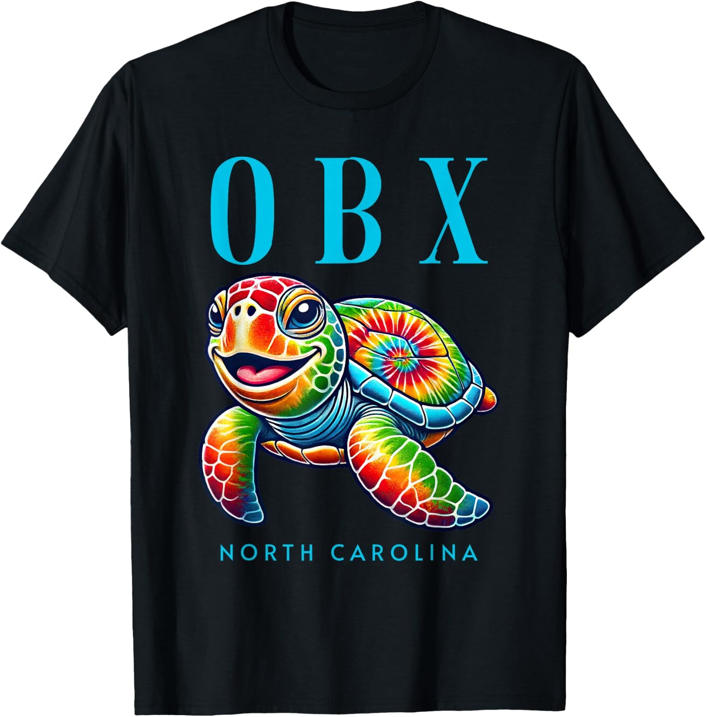OBX North Carolina Smiling Tie Dye Sea Turtle T-Shirt - T-Shirt | Black