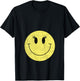 Vintage Cute Eyelashes Yellow Happy Smiling Smile Face Girl T-Shirt - T-Shirt | Black