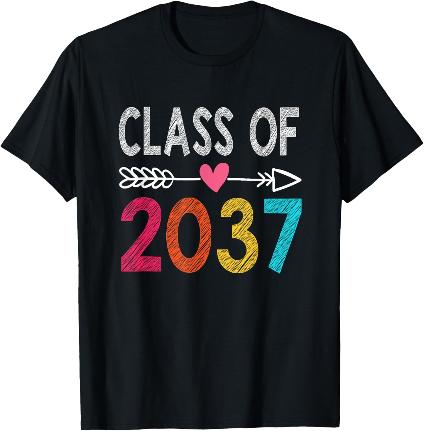 Class Of 2037 Grow With Me First Day Of School Graduation T-Shirt - T-Shirt | Black