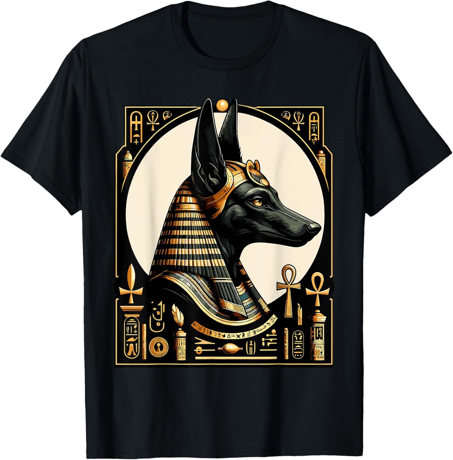 Streetwear 80s 90s Egypt retro Egyptian God Anubis T-Shirt - T-Shirt | Black