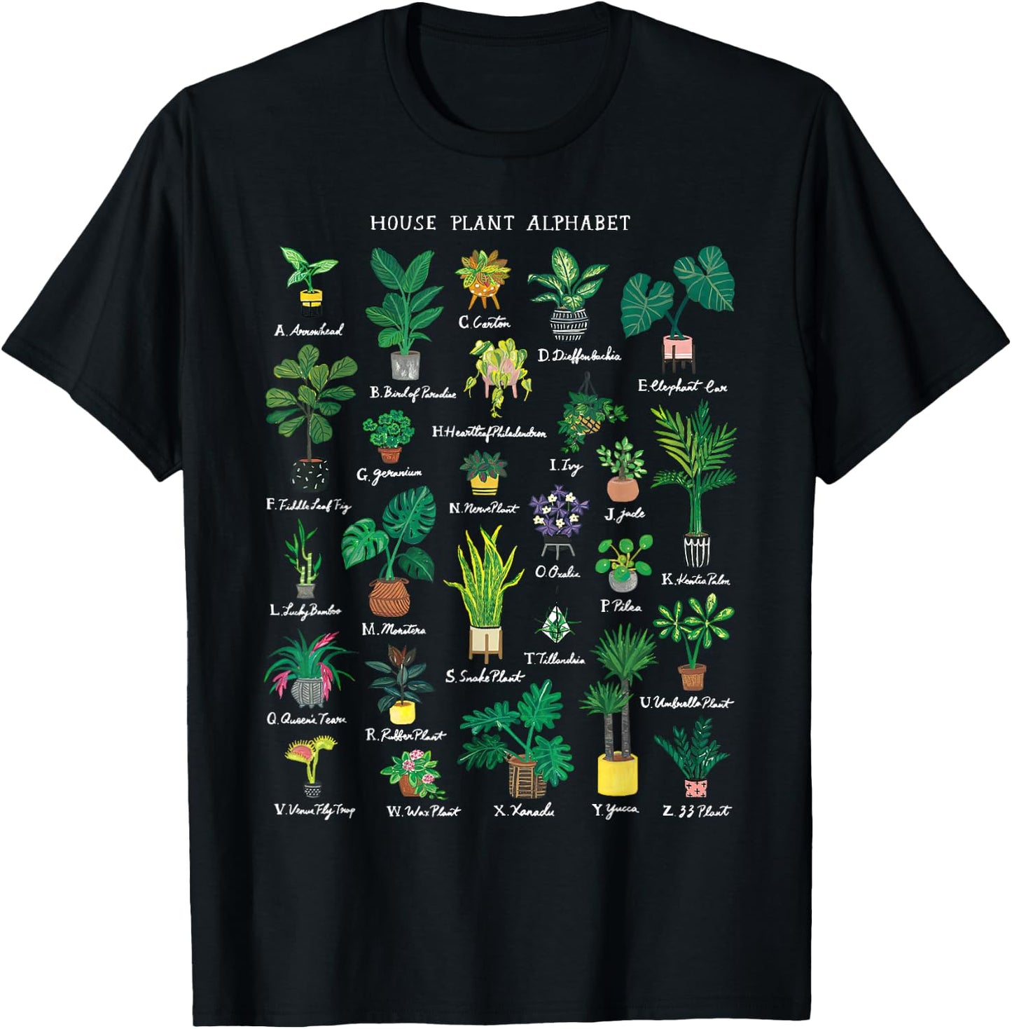 Plant Alphabet Gardener Gardening Plant Lover Women Men T-Shirt - T-Shirt | Black
