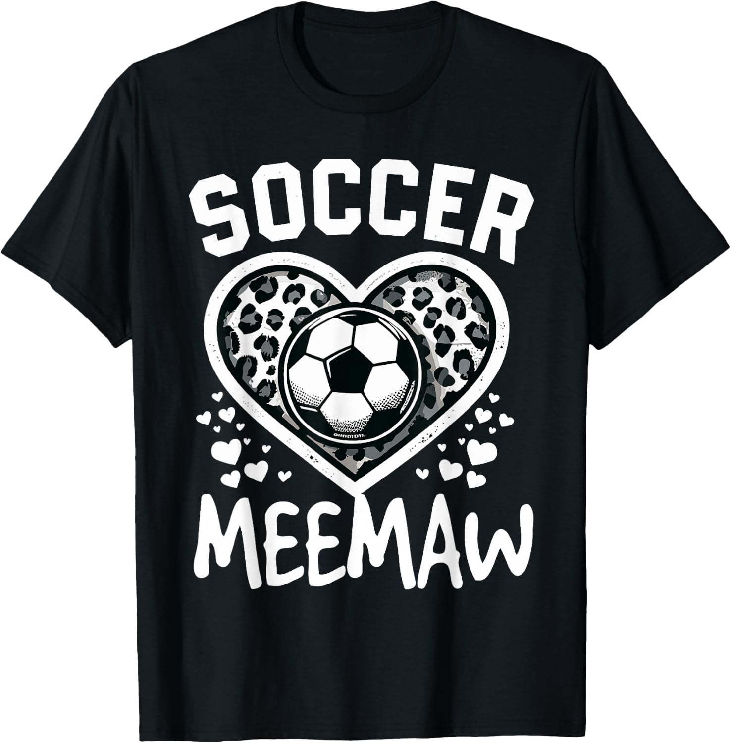 Soccer Meemaw Leopard Heart Meemaw Soccer Player T-Shirt - T-Shirt | Black