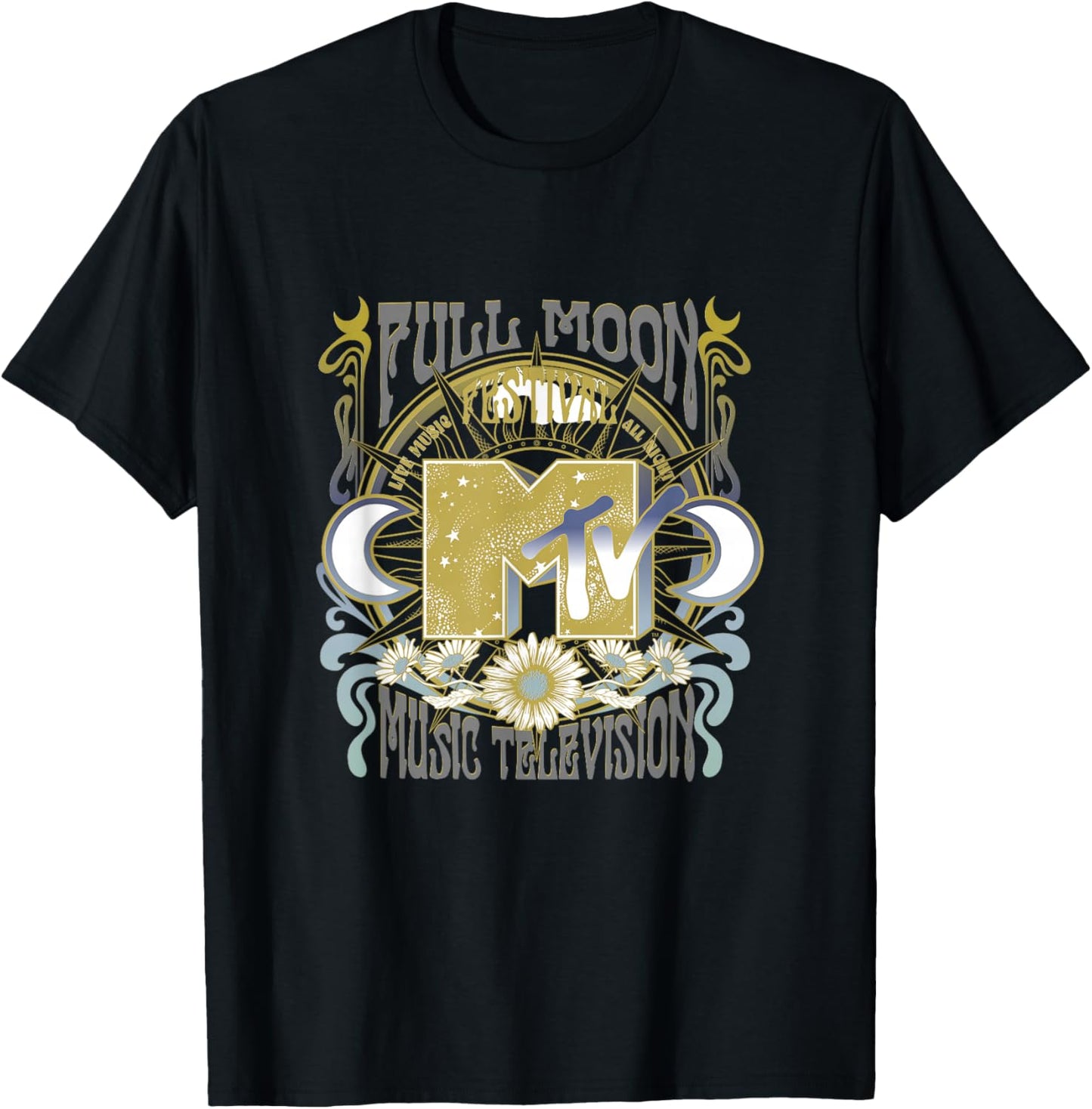 MTV Full Moon Festival Celestial Floral T-Shirt - T-Shirt | Black