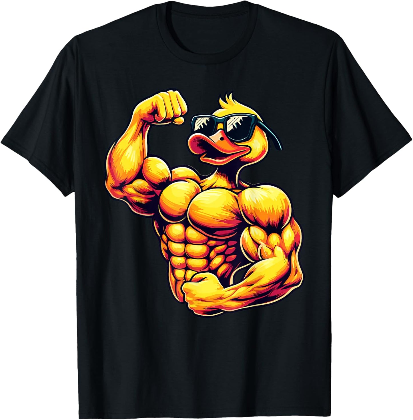 Muscular Rubber Duck Bodybuilder Duck T-Shirt - T-Shirt | Black