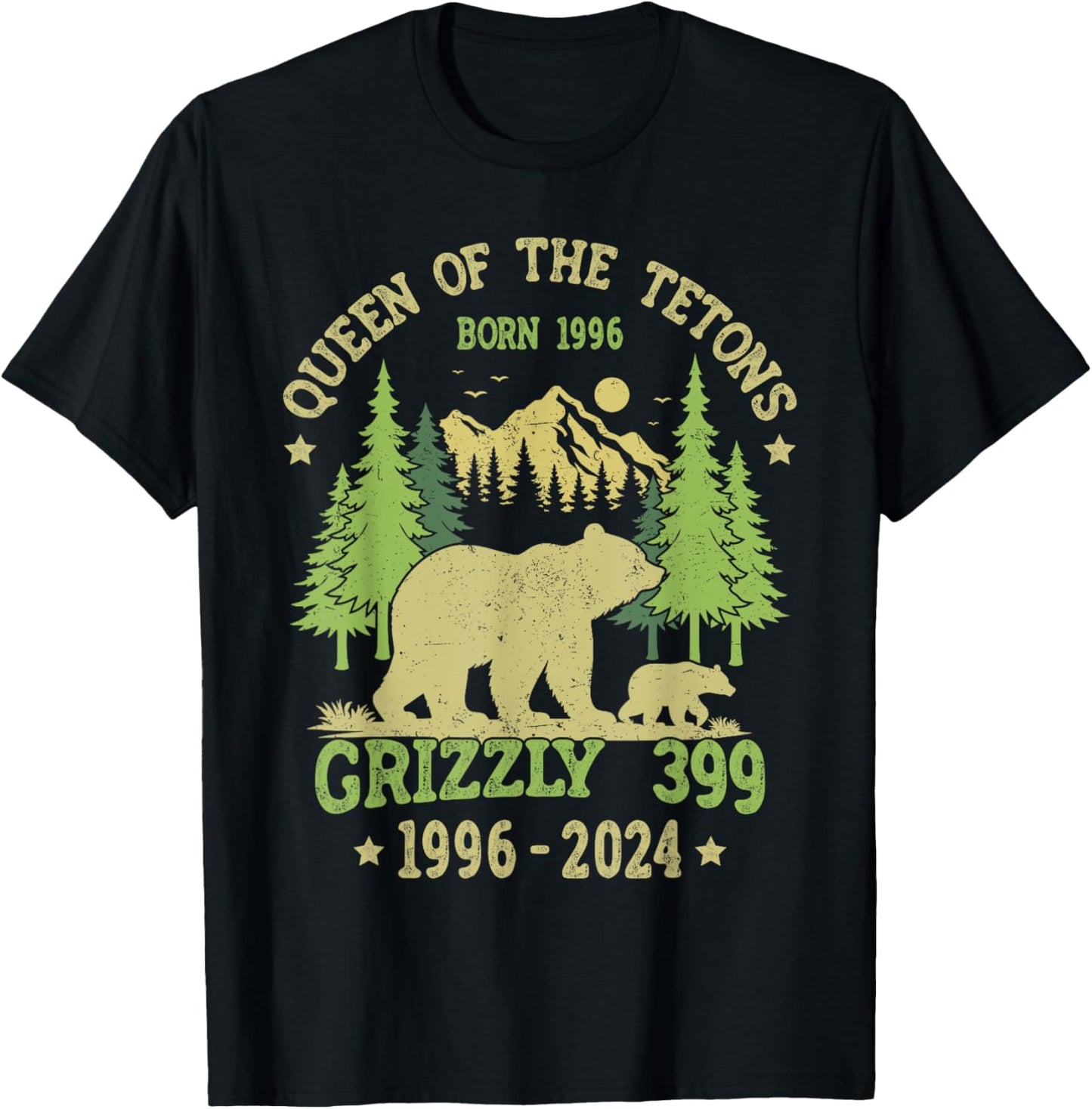 Queen Of The Tetons Grizzly 399 National Park 1996-2024 T-Shirt - T-Shirt | Black