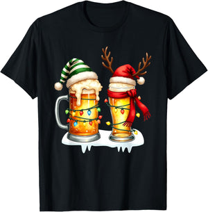 Christmas Pajamas Beer Mug Beer Glasses Beer Costume Santa T-Shirt - T-Shirt | Black