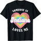Someone In Indiana Loves Me Heart Retro Groovy T-Shirt - T-Shirt | Black