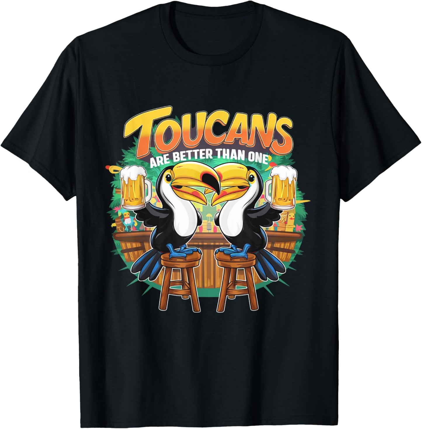 Toucans Are Better Than One Tropical Bird Beer Drinking T-Shirt - T-Shirt | Black