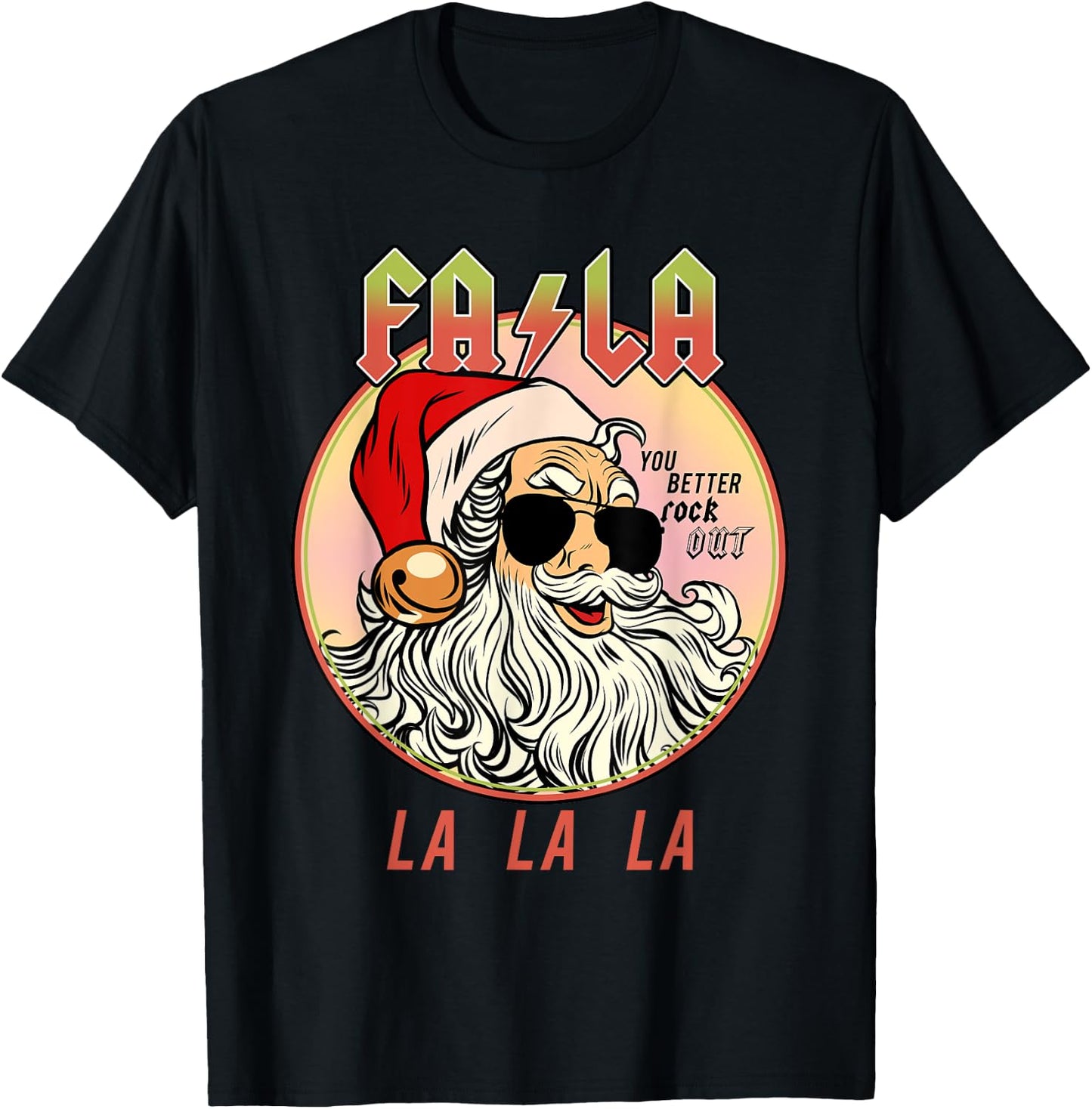 Rockstar Santa Clause Holiday Jingle Bell Rock and Roll T-Shirt - T-Shirt | Black