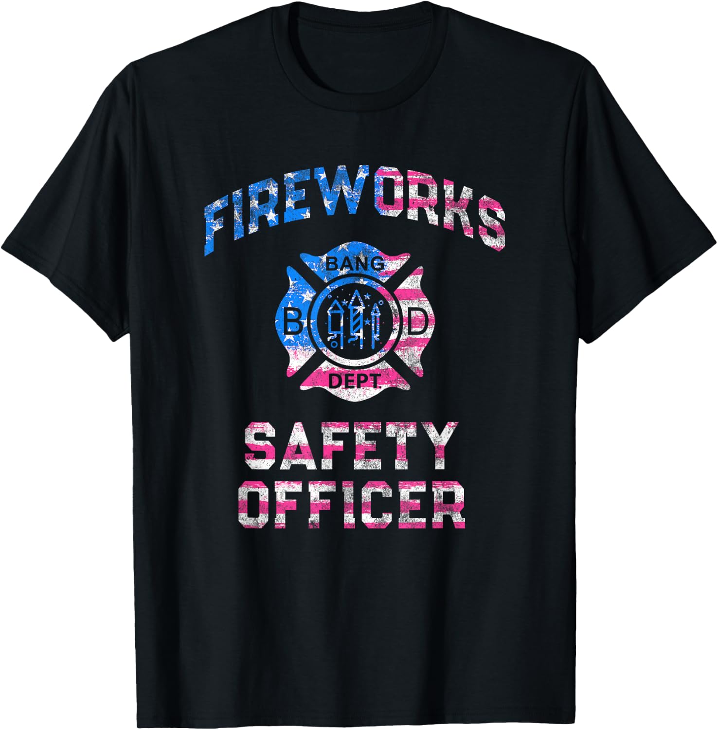Patriotic FIREWORKS SAFETY OFFICER Director Pyro Engineering T-Shirt - T-Shirt | Black