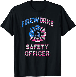 Patriotic FIREWORKS SAFETY OFFICER Director Pyro Engineering T-Shirt - T-Shirt | Black