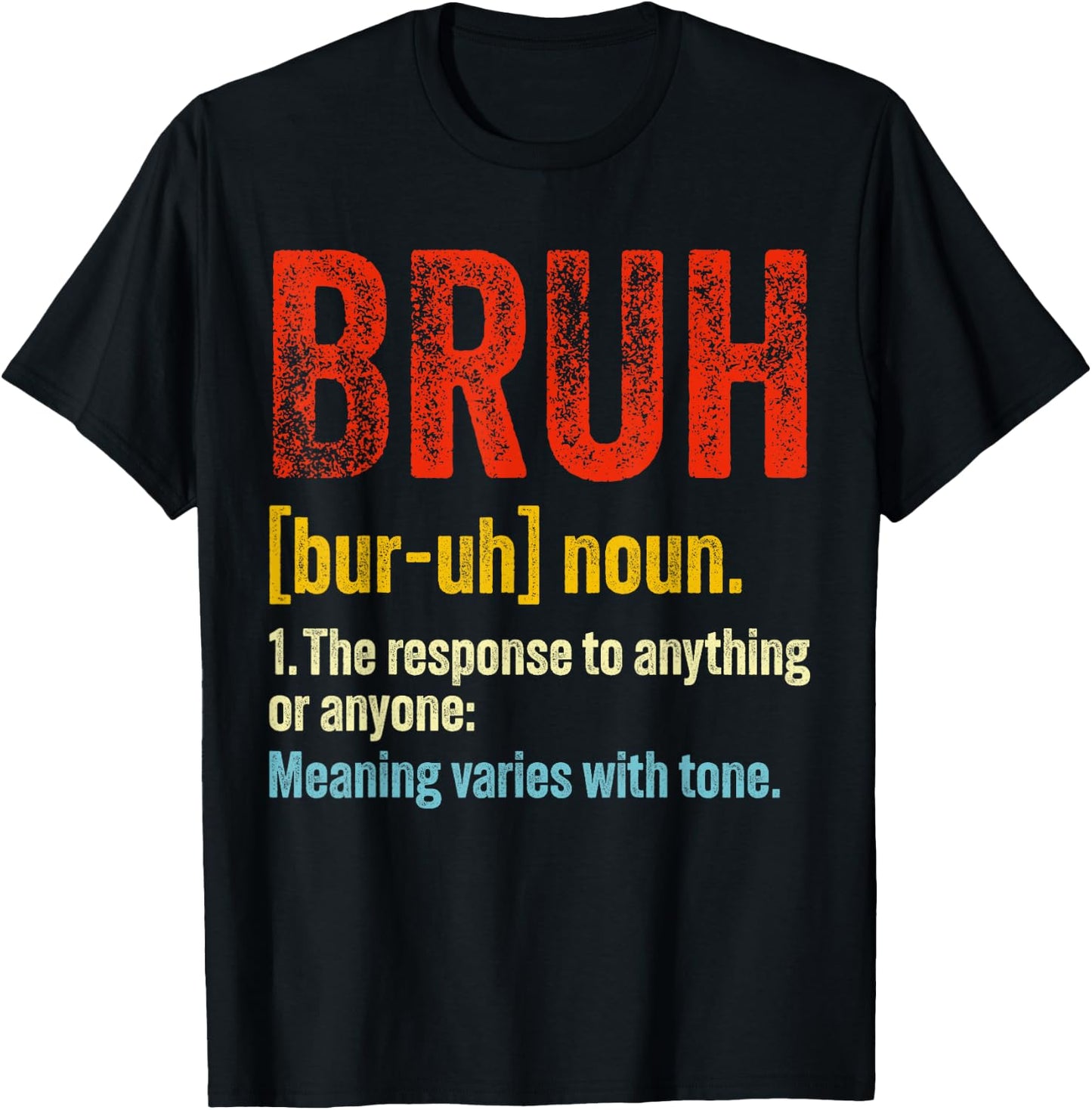 Vintage Bruh Definition Funny Brother Noun Sarcastic Quote T-Shirt - T-Shirt | Black