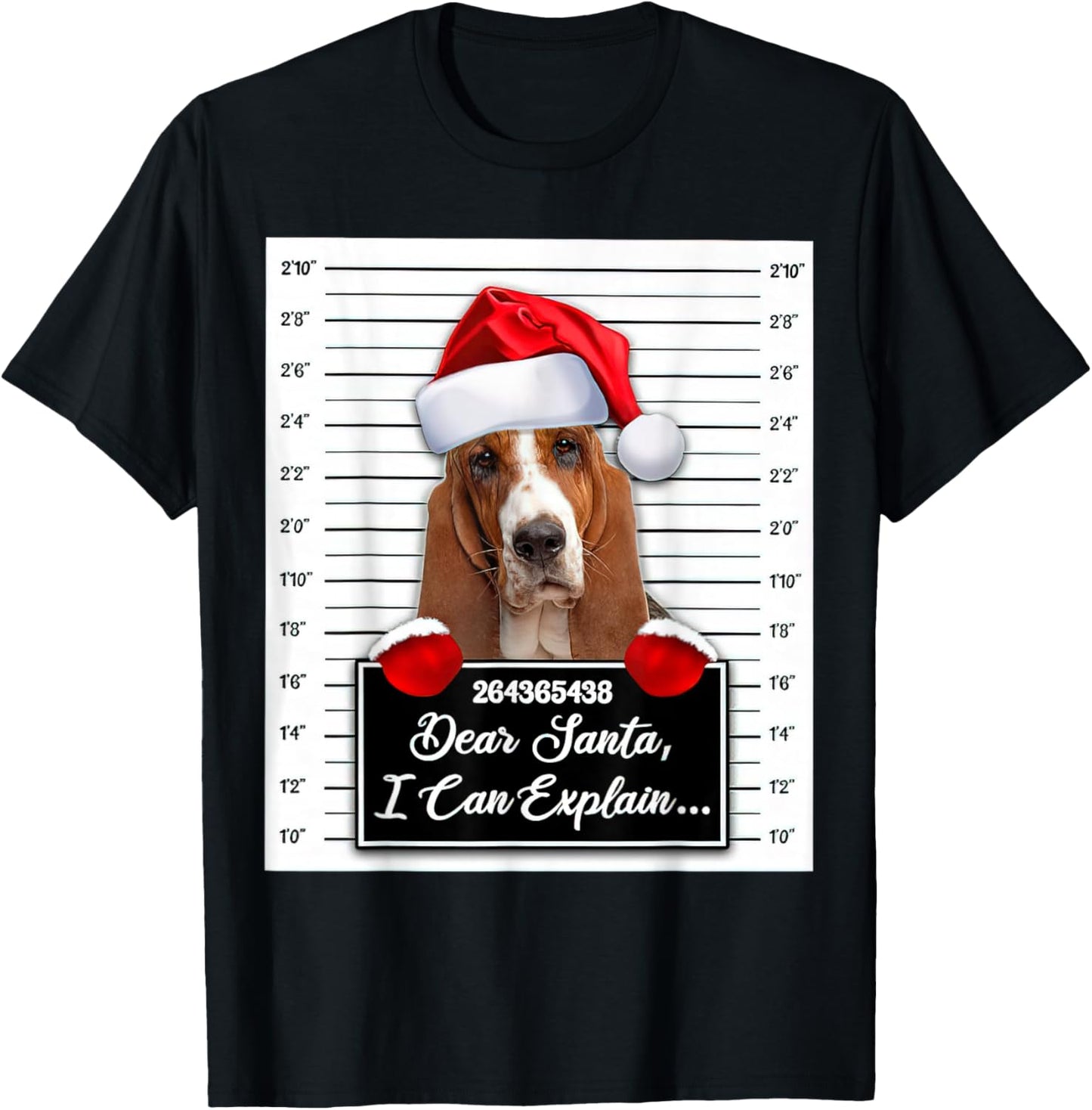 Basset Hound Xmas Dear Santa I Can Explain Funny Christmas T-Shirt - T-Shirt | Black