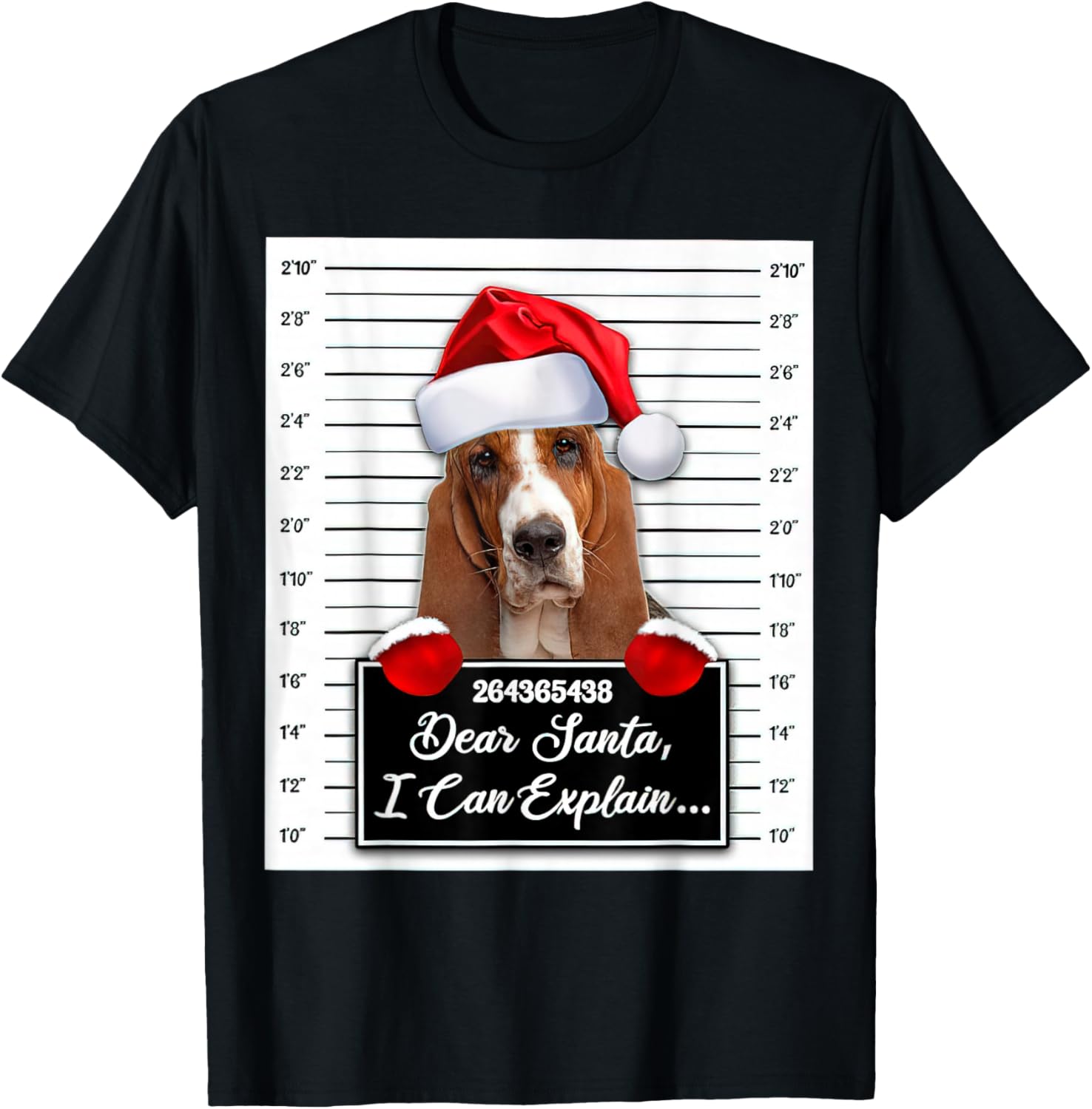 Basset Hound Xmas Dear Santa I Can Explain Funny Christmas T-Shirt - T-Shirt | Black