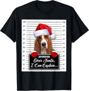 Basset Hound Xmas Dear Santa I Can Explain Funny Christmas T-Shirt - T-Shirt | Black