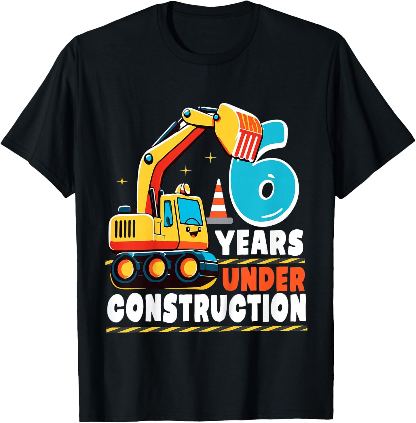 Kids 6 Years Under Construction Boy Six Year Old 6th Birthday T-Shirt - T-Shirt | Black