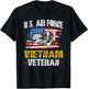 Vietnam Veteran US Air Force US Flag T-Shirt - T-Shirt | Black