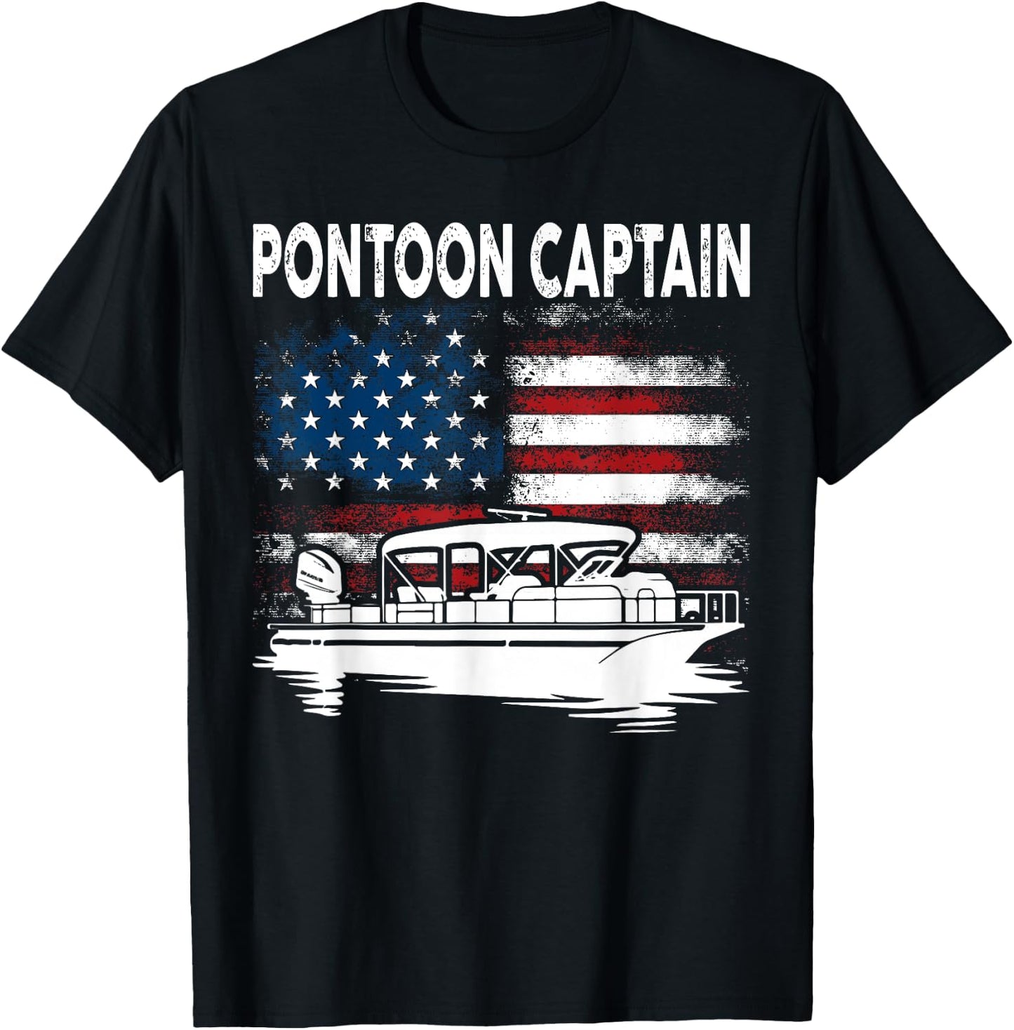 Boating Pontoon Captain 4th of July Pontoon Boat T-Shirt - T-Shirt | Black