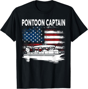 Boating Pontoon Captain 4th of July Pontoon Boat T-Shirt - T-Shirt | Black