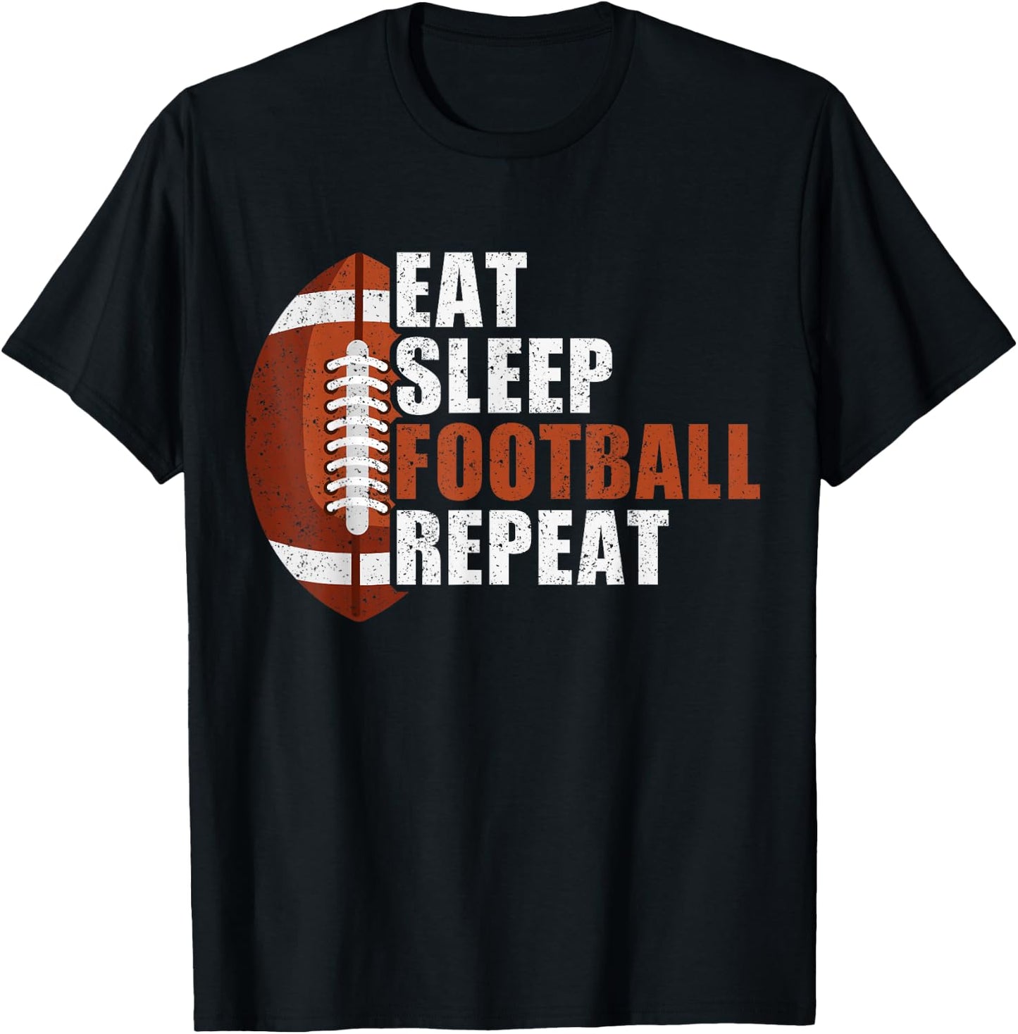 Eat Sleep Football Repeat Shirt Youth Kids Boys Girls Adults T-Shirt - T-Shirt | Black