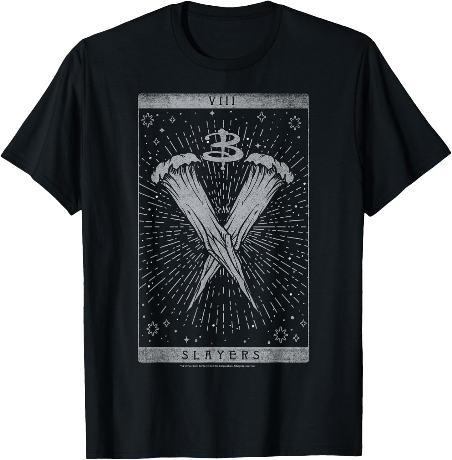 Buffy The Vampire Slayer Iconic Slayers Tarot Card Big Logo T-Shirt - T-Shirt | Black