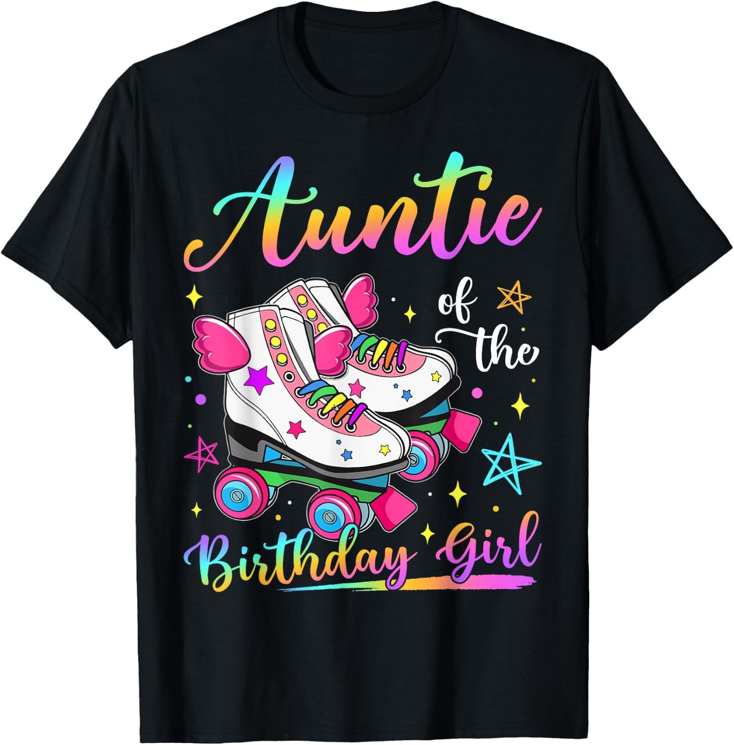 Auntie Of The Birthday Girl Rolling Skate Family Matching T-Shirt - T-Shirt | Black
