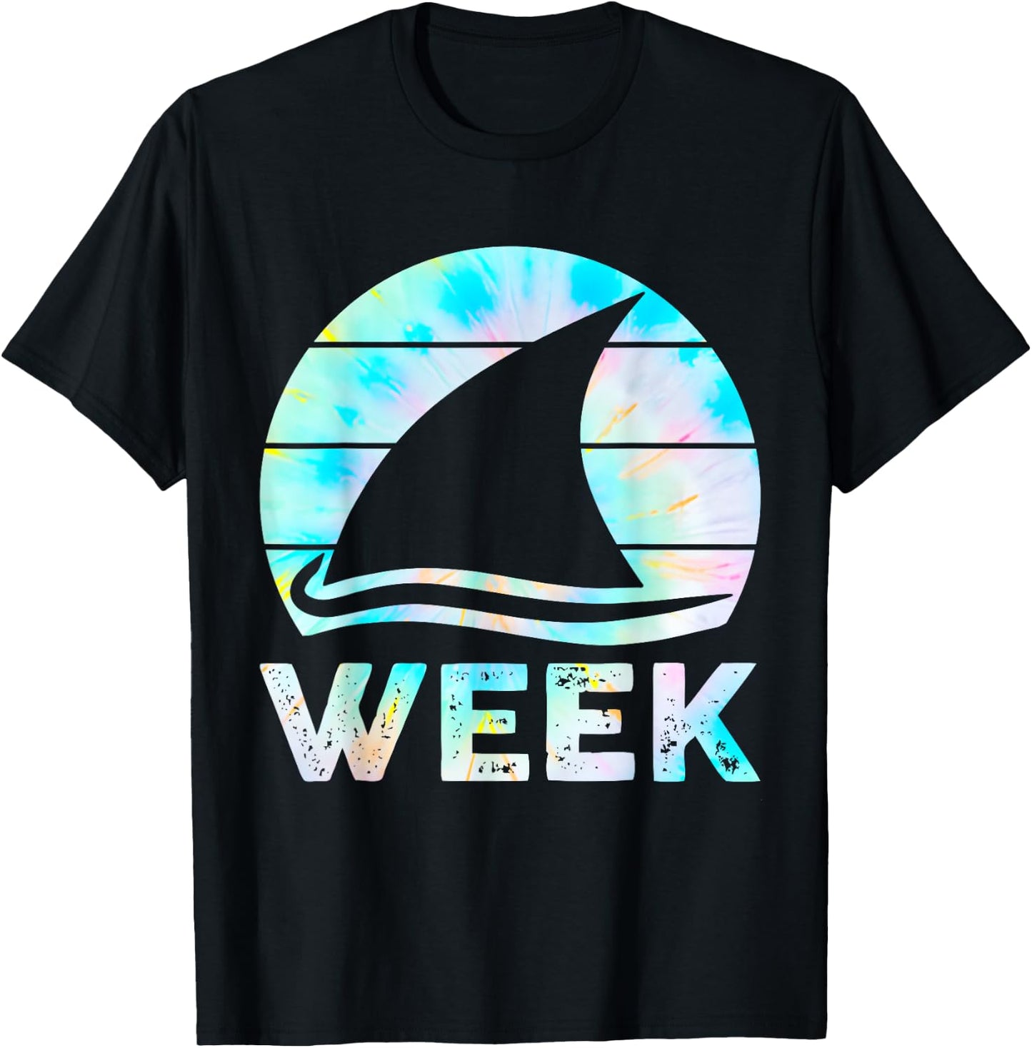 2025 Week Retro Shark Fin Lover Sea Ocean Animal Summer Trip T-Shirt - T-Shirt | Black