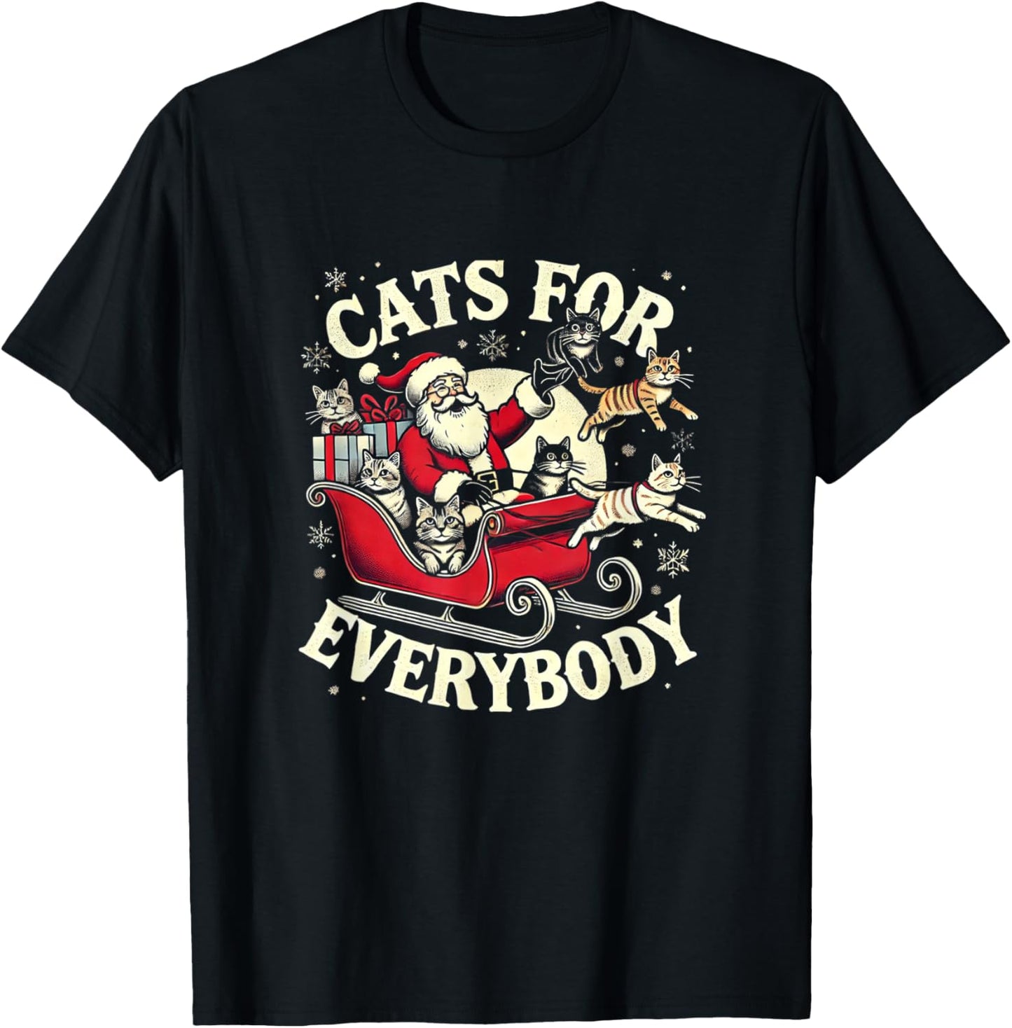 Santa Cat Lover Christmas Cats T-Shirt - T-Shirt | Black