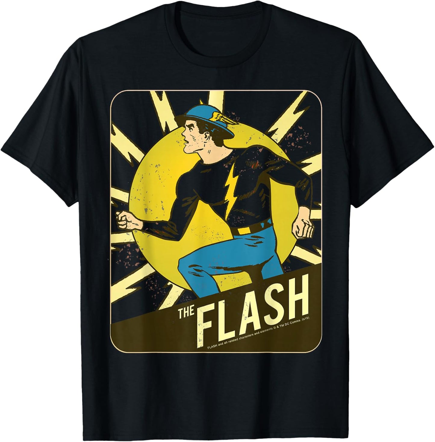 DC Comics The Flash Card Vintage Poster T-Shirt - T-Shirt | Black