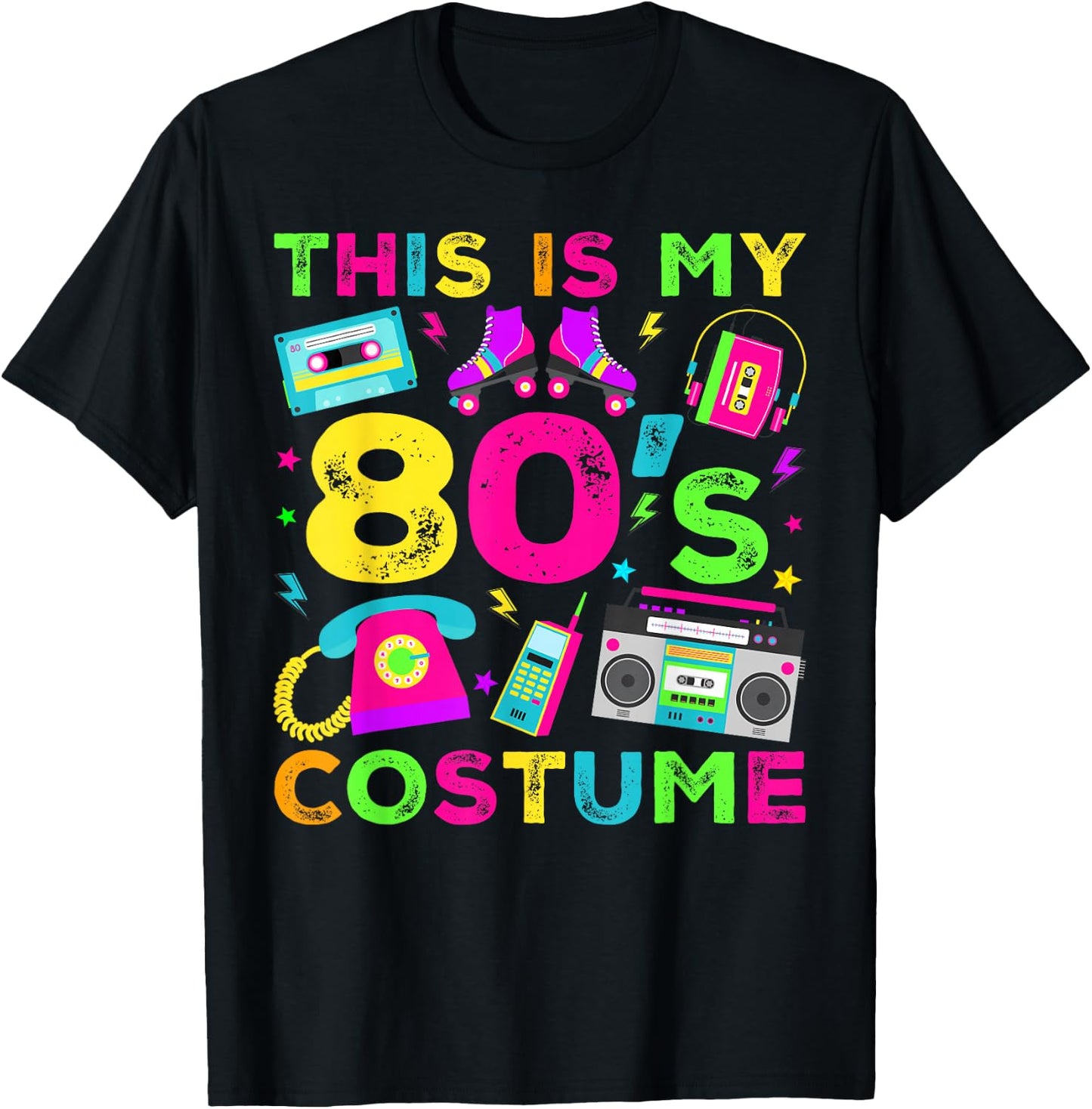 This Is My 80s Costume 80's style Eighties Retro Party T-Shirt - T-Shirt | Black