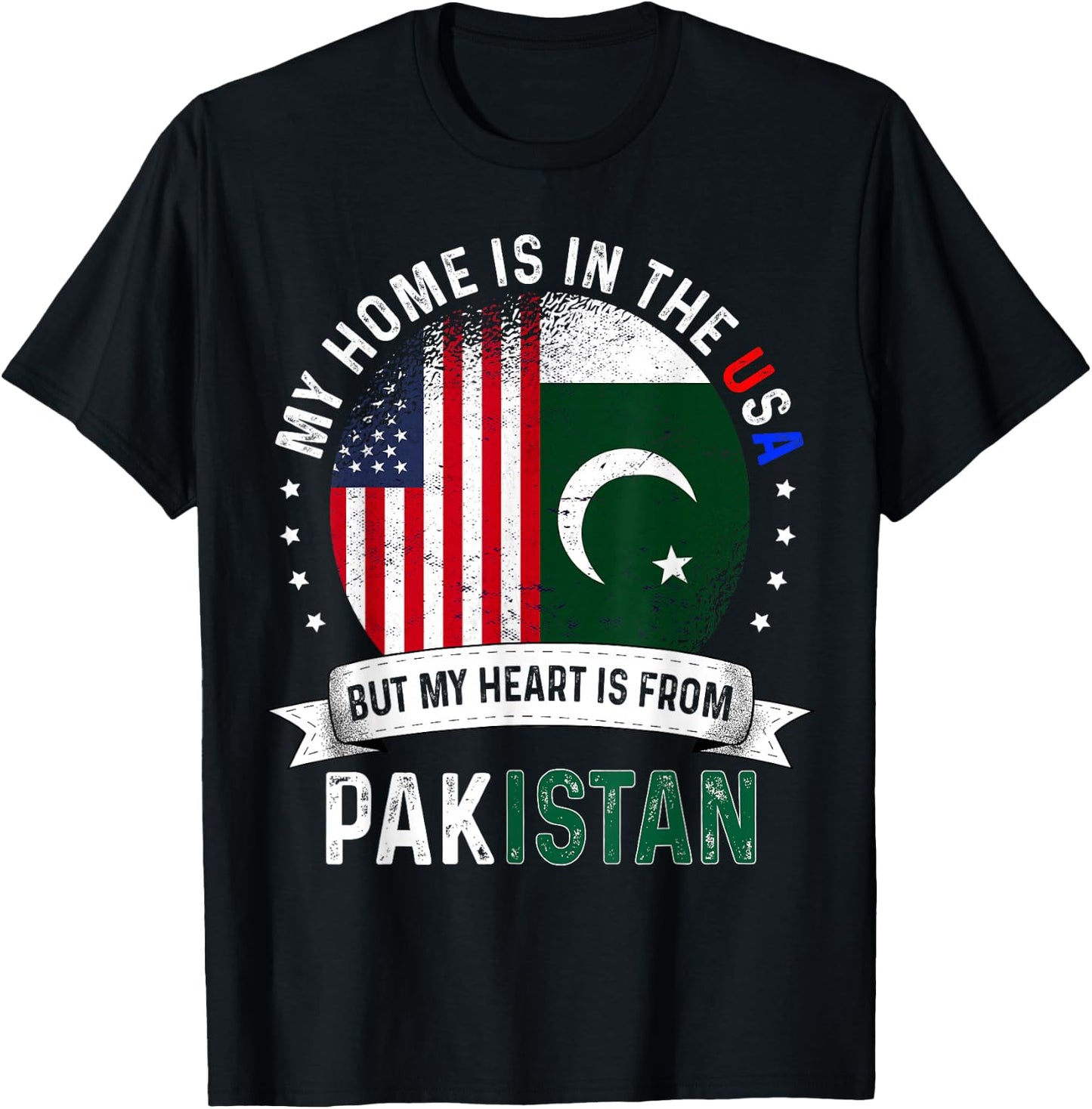 Pakistani American Patriot Heart is from Pakistan Flag T-Shirt - T-Shirt | Black