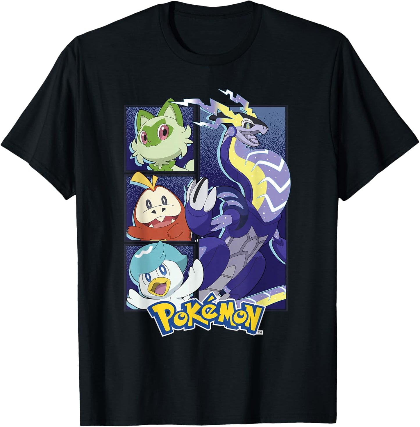 Pokémon Miraidon & Paldea Starters Boxed Up Portraits T-Shirt - T-Shirt | Black
