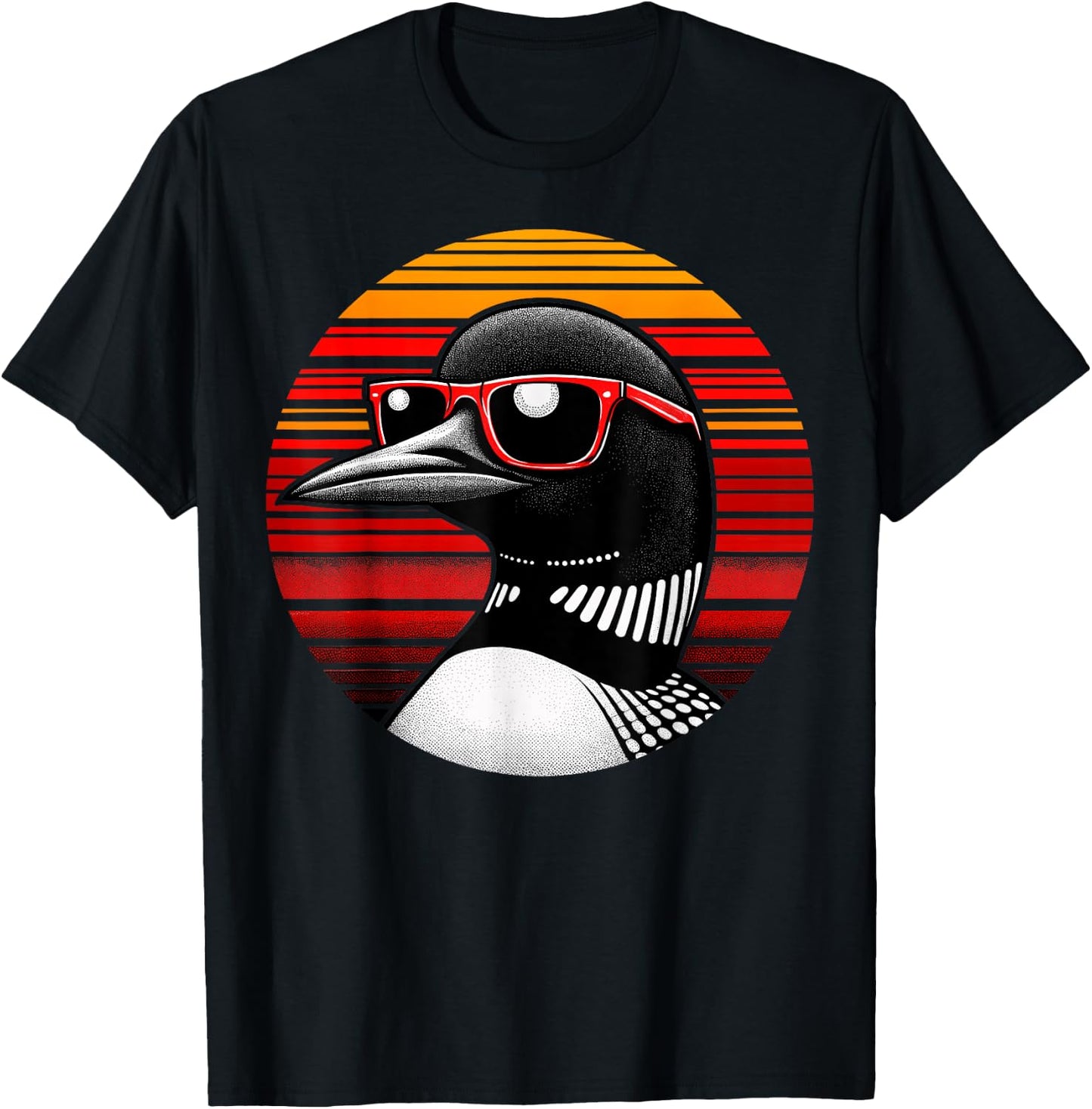 Loon Bird Sunglasses Sunset Retro Style Vintage 70s T-Shirt - T-Shirt | Black