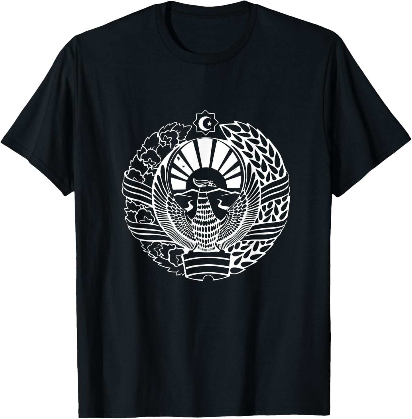 Uzbekistan Flag Lion Illustration Uzbek T-Shirt - T-Shirt | Black
