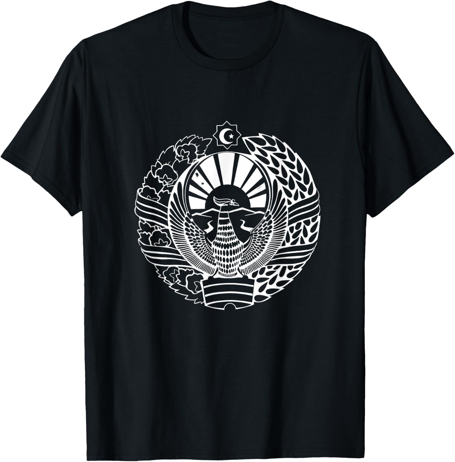 Uzbekistan Flag Lion Illustration Uzbek T-Shirt - T-Shirt | Black