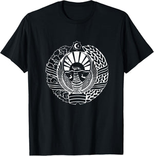 Uzbekistan Flag Lion Illustration Uzbek T-Shirt - T-Shirt | Black