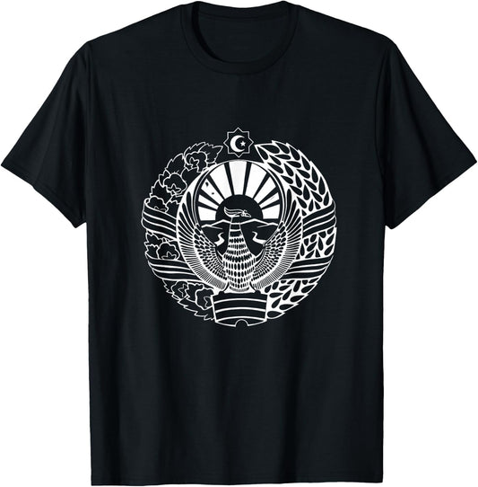 Uzbekistan Flag Lion Illustration Uzbek T-Shirt - T-Shirt | Black