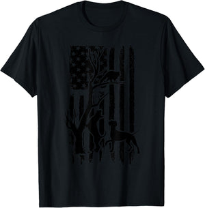 Dog Lover Apparel Co. Patriotic Coonhunter USA Flag Hunting Dog Coon Hound , Small, Grey T-Shirt - T-Shirt | Black